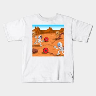 Astronauts playing football on Mars Kids T-Shirt